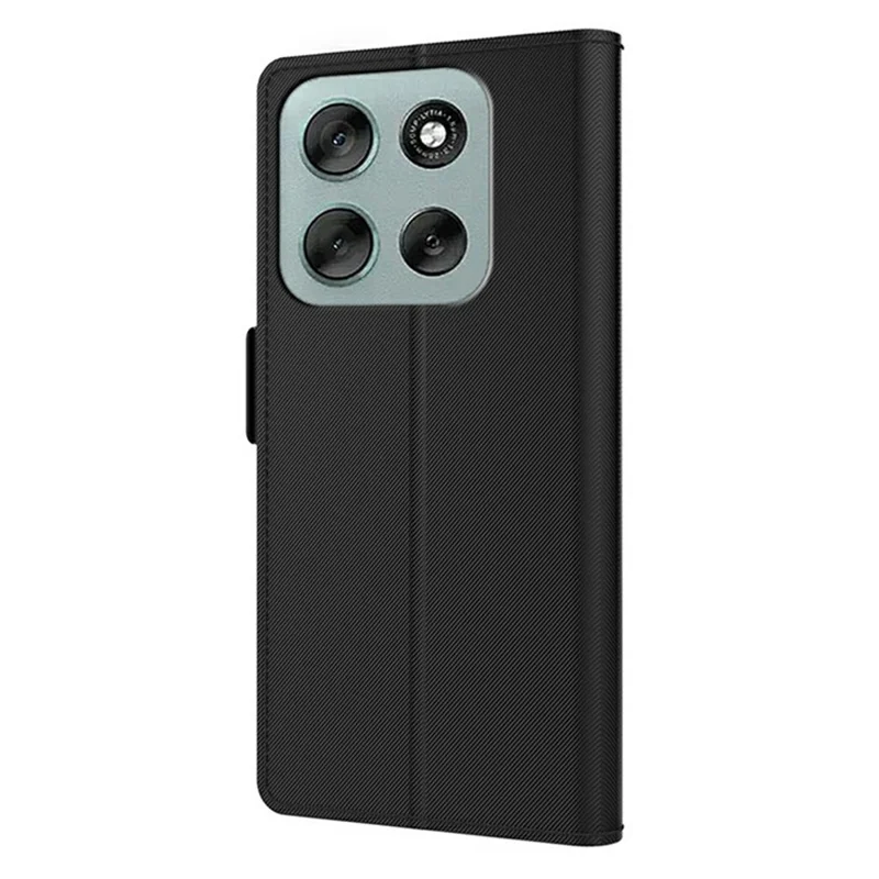 For Motorola Moto G56 5G Case Stand PU Leather Phone Cover Card Holder Mirror - Black