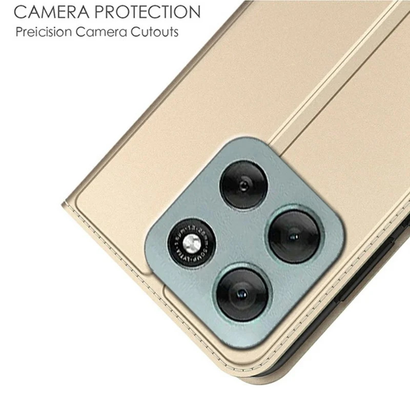 Pour Motorola Moto G56 5G Étui Housse de Téléphone en Cuir PU avec Support Porte-Cartes - Or