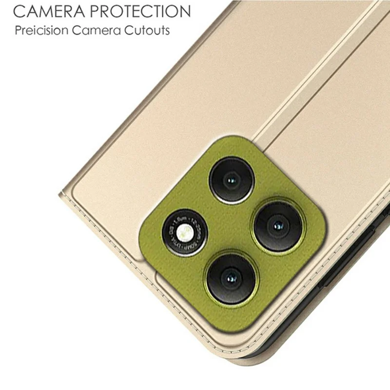 For Motorola Moto G86 5G Case PU Leather Phone Cover with Card Holder Stand - Gold