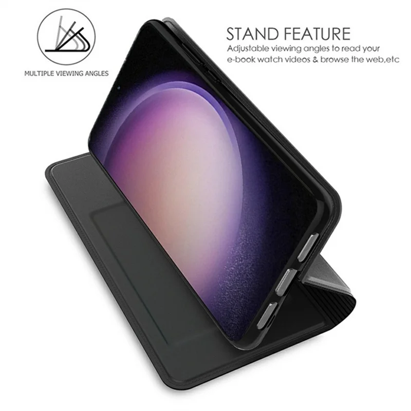 For Samsung Galaxy A07 4G Case PU Leather Phone Cover with Card Holder Stand - Black