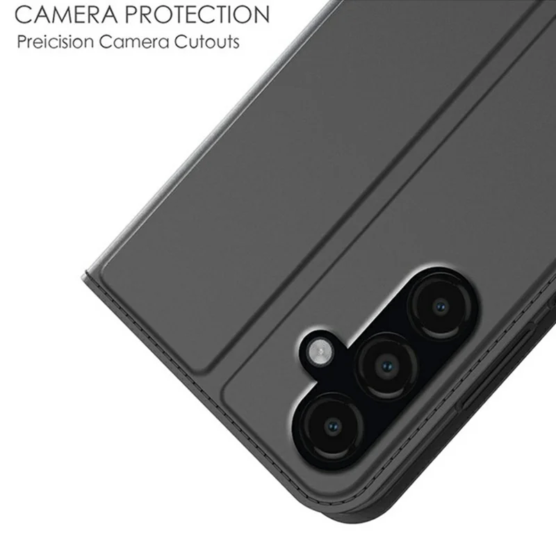 For Samsung Galaxy A17 5G / A17 4G Case PU Leather Phone Cover with Card Holder Stand - Black