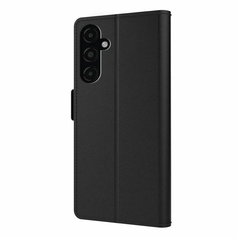 For Samsung Galaxy M36 5G Case Stand PU Leather Phone Cover Card Holder Mirror - Black