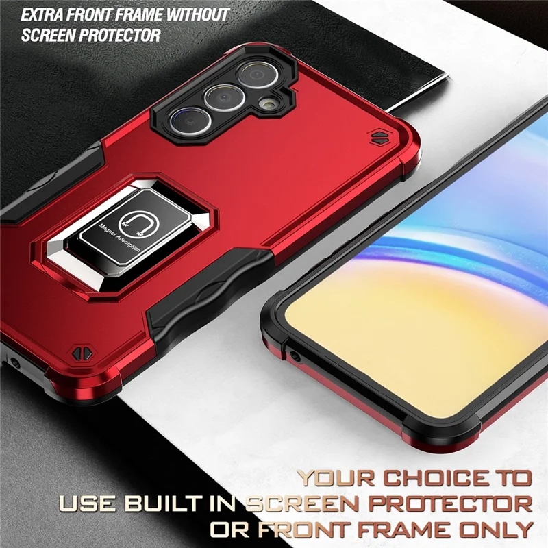Für Samsung Galaxy A26 5G / A17 5G Hülle mit verstecktem Ständer PC + TPU Stoßfeste Handyhülle - Rot