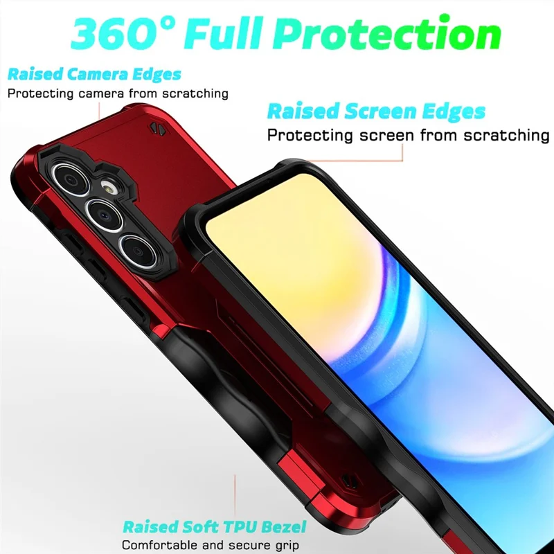 Für Samsung Galaxy A26 5G / A17 5G Hülle mit verstecktem Ständer PC + TPU Stoßfeste Handyhülle - Rot