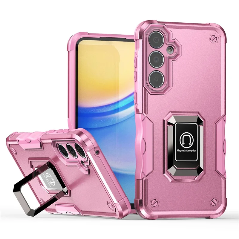 For Samsung Galaxy A56 5G Case Hidden Kickstand PC + TPU Shockproof Phone Cover - Pink