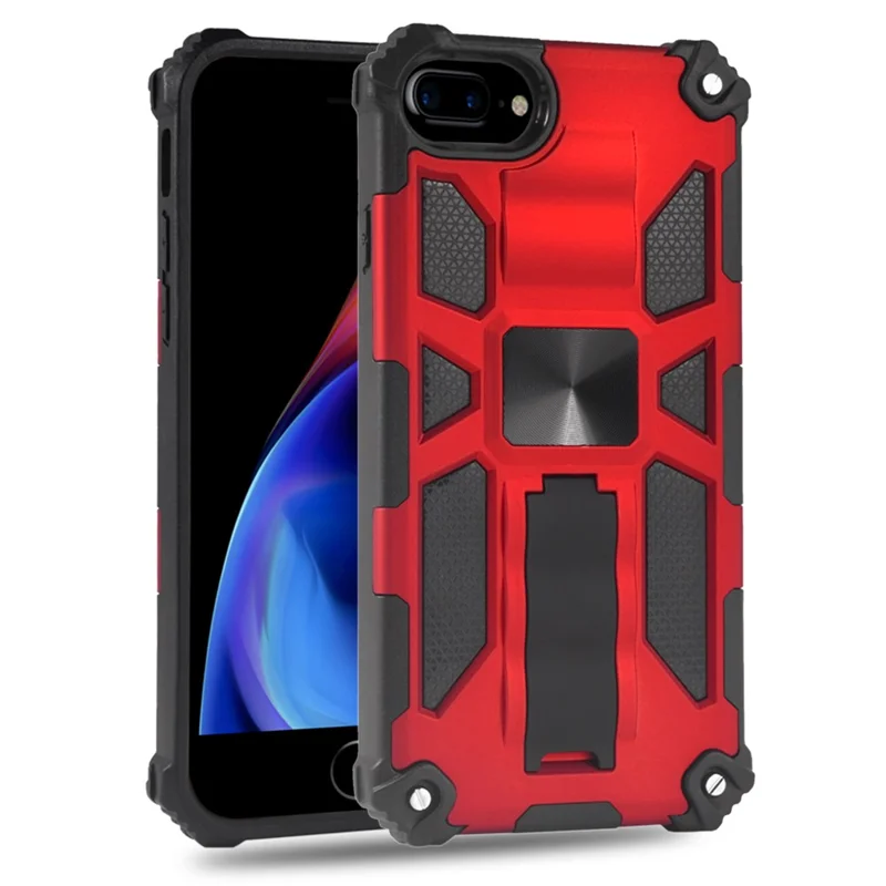 Funda para iPhone SE (2022) con Soporte Antideslizante, Protección Contra Caídas, Carcasa Trasera de PC + TPU - Rojo