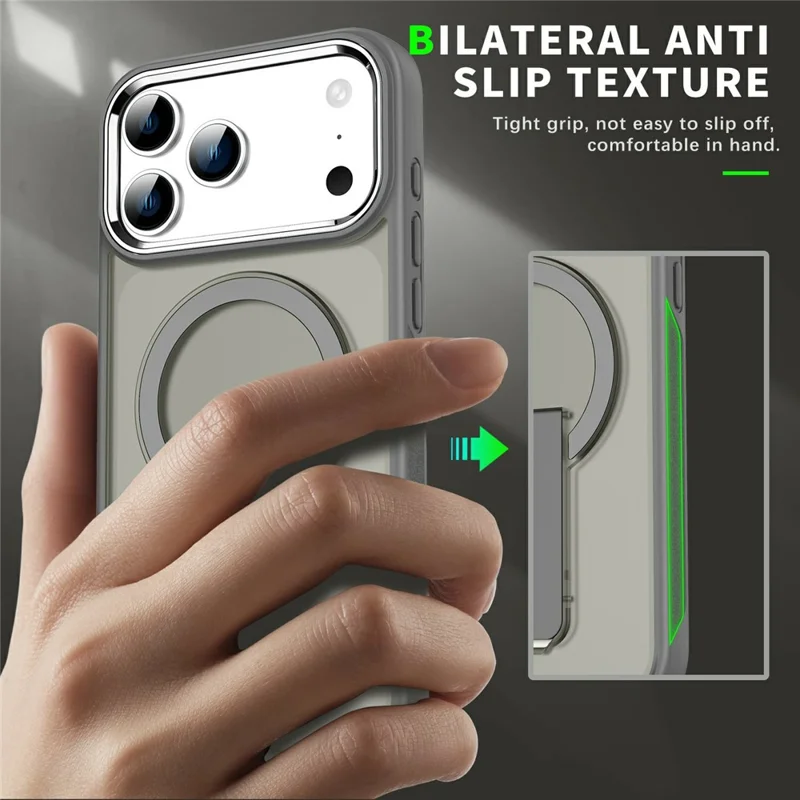 Für iPhone 17 Pro Hülle kompatibel mit MagSafe PC + TPU Handyhülle mit Ständer - Dunkelviolett