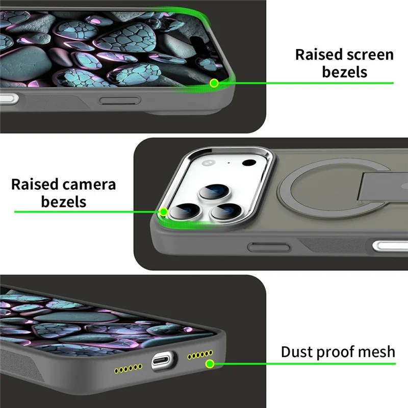 Für iPhone 17 Pro Hülle kompatibel mit MagSafe PC + TPU Handyhülle mit Ständer - Dunkelviolett