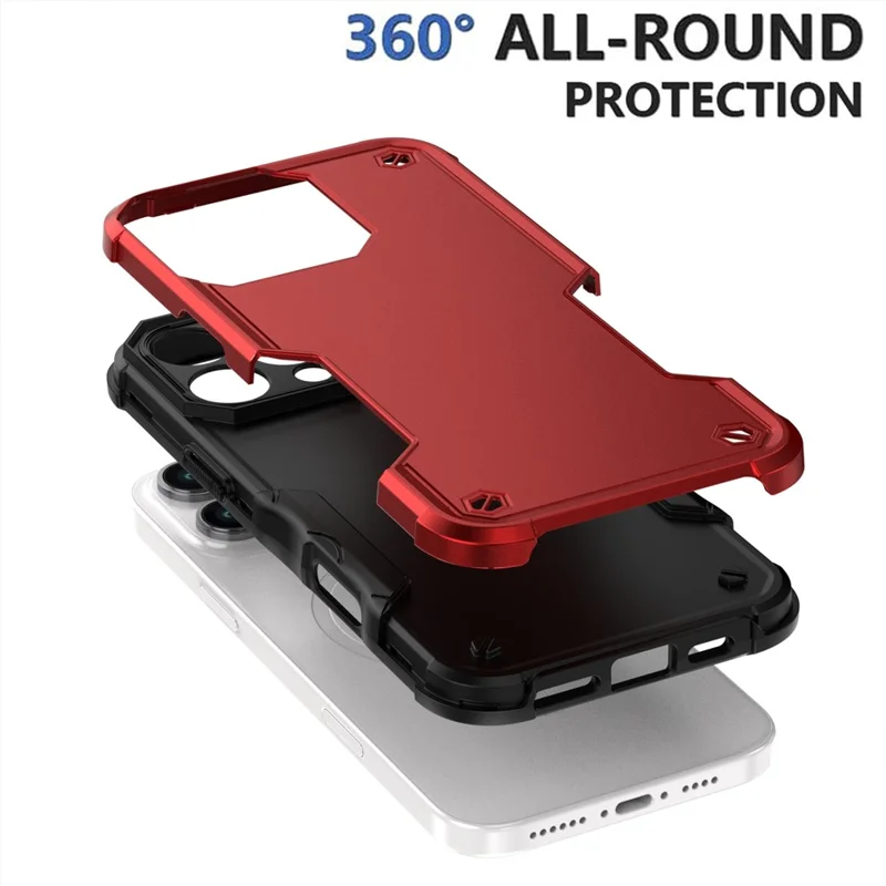 For iPhone 16 Pro Case Hybrid Drop Protection PC + TPU Phone Cover - Red