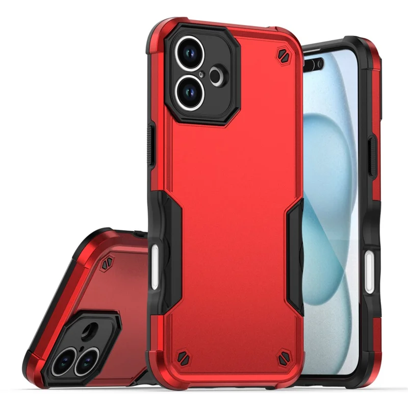 For iPhone 16 Case Hybrid Drop Protection PC + TPU Phone Cover - Red