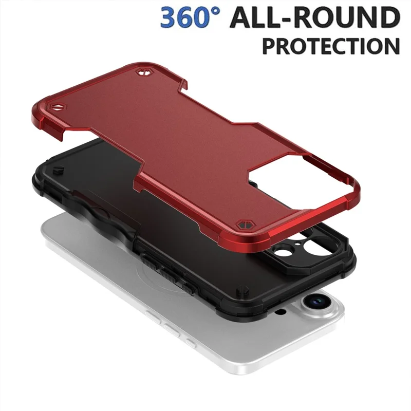 For iPhone 16 Case Hybrid Drop Protection PC + TPU Phone Cover - Red