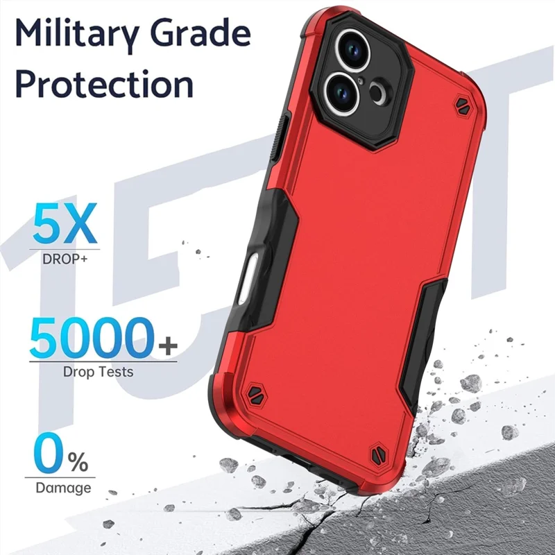 For iPhone 16 Case Hybrid Drop Protection PC + TPU Phone Cover - Red