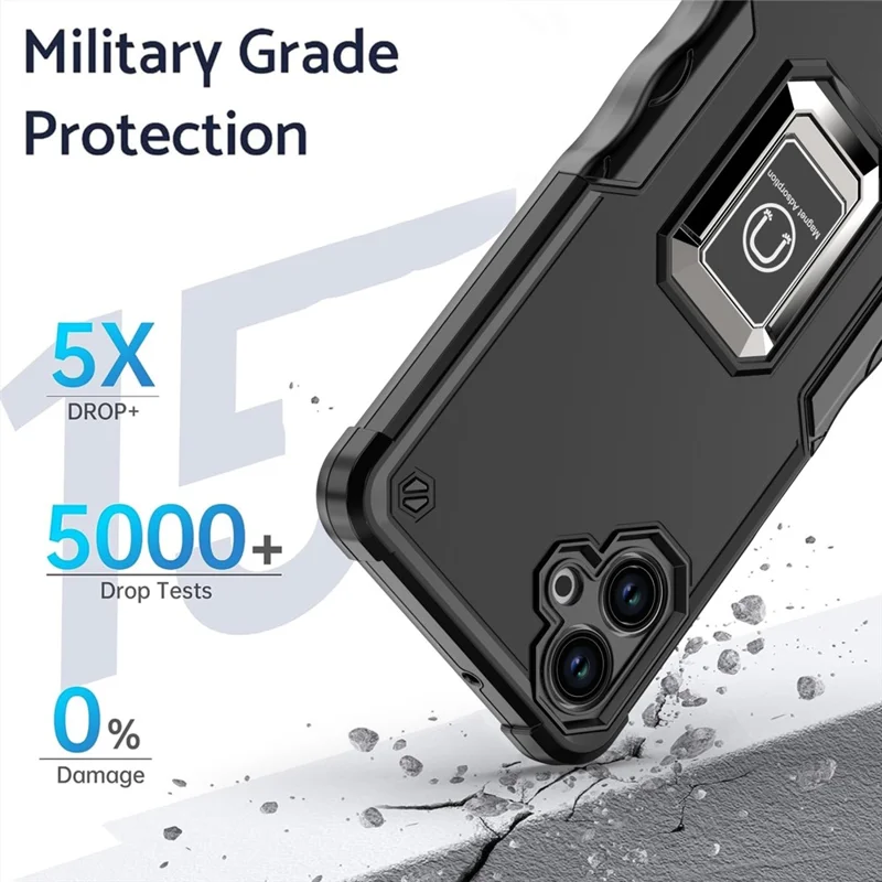 Capa para Samsung Galaxy A06 4G com Suporte Oculto PC + TPU à Prova de Choque - Preto