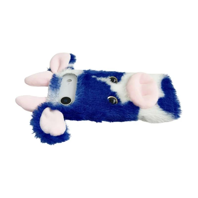 For iPhone Air Case Fluffy Cute Cow Winter Plush Inner TPU Phone Cover - Black