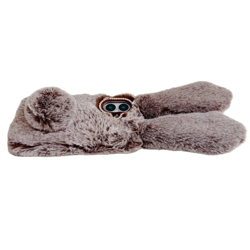 For iPhone 17 Case Plush Cute Bunny Winter Fluffy TPU Phone Cover - Brown