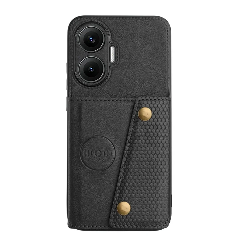 Чехол для Xiaomi Redmi Turbo 4 Pro 5G / Poco F7 5G с отделениями для карт и подставкой, кожаный + TPU - Черный