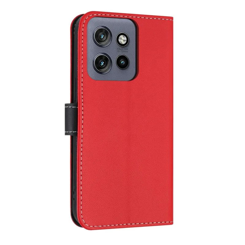 For Motorola Moto G56 5G Case Bowknot Decor Wallet Leather Phone Cover with Wrist Strap - Red