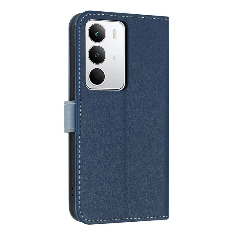 For Realme C71 4G Case Bowknot Decor Wallet Leather Phone Cover with Wrist Strap - Dark Blue
