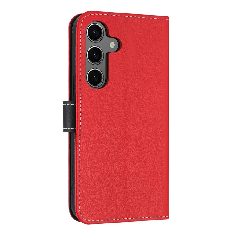Samsung Galaxy S25 FE hoesje met strikdecor, portemonnee en lederen telefoonhoes met polsbandje - Rood