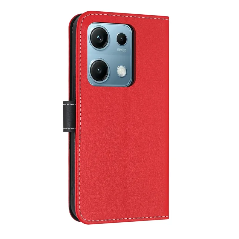 Для Xiaomi Redmi Note 14S 4G Чехол Бант Украшение Кожаный Чехол для телефона с ремешком на запястье - Красный