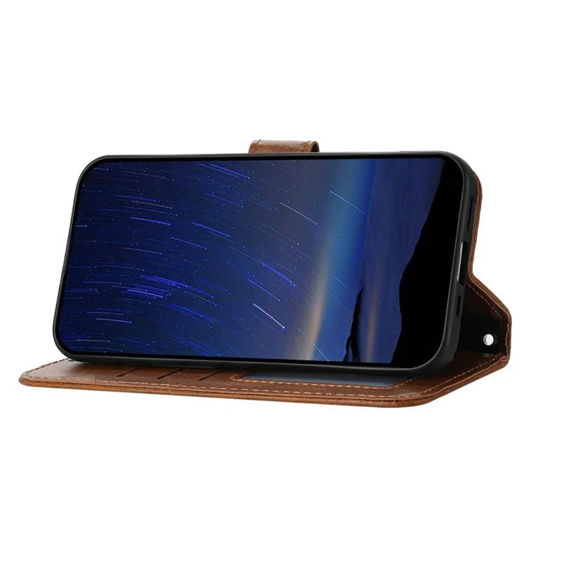 Samsung Galaxy S25 FE hoesje met ritssluiting, portemonnee van leer met polsbandje - Bruin