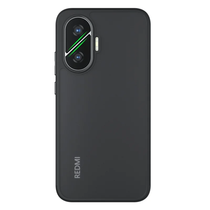 غطاء هاتف من مادة TPU + PC بلمسة ناعمة لهاتف Xiaomi Redmi Turbo 4 Pro 5G / Poco F7 5G، أسود شفاف غير لامع