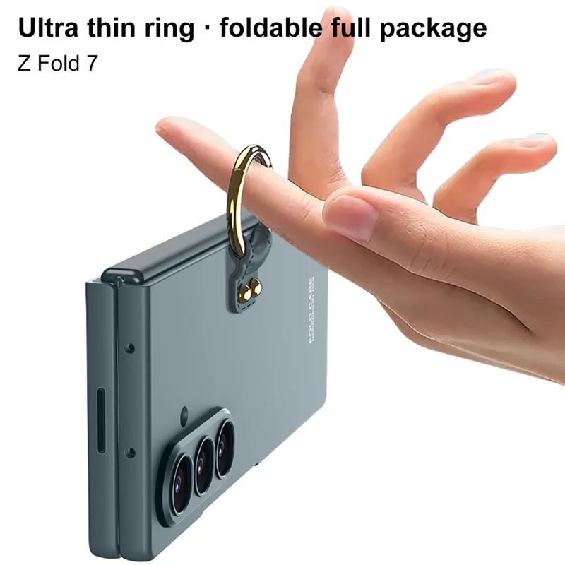 GKK Per Samsung Galaxy Z Fold7 5G Cover con Anello Supporto Sottile Custodia Rigida in PC + Vetro Temperato - Nero