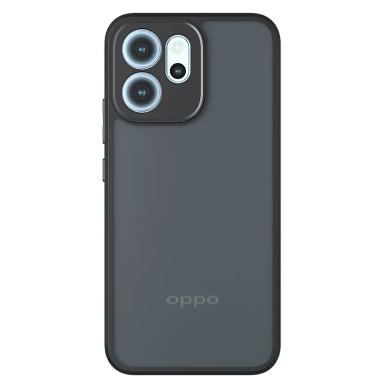 Pour Oppo Reno14 F 5G Étui Coque Effet Peau Tactile TPU + PC Mat, Transparent Noir