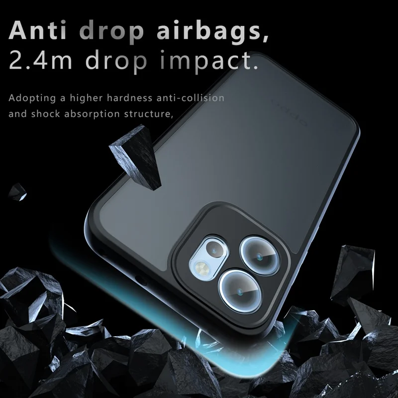 Pour Oppo Reno14 F 5G Étui Coque Effet Peau Tactile TPU + PC Mat, Transparent Noir
