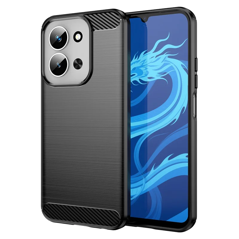For Xiaomi Redmi 15C 4G (Global) (171mm) / Poco C85 4G Case Protective Phone Cover Carbon Fiber Texture Brushed - Black
