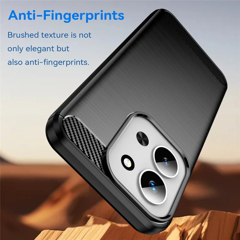 For Xiaomi Redmi 15C 4G (Global) (171mm) / Poco C85 4G Case Protective Phone Cover Carbon Fiber Texture Brushed - Black