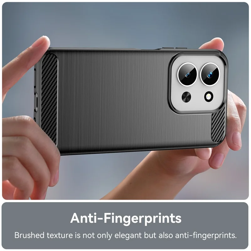 For Xiaomi Redmi 15C 4G (Global) (171mm) / Poco C85 4G Case Protective Phone Cover Carbon Fiber Texture Brushed - Black