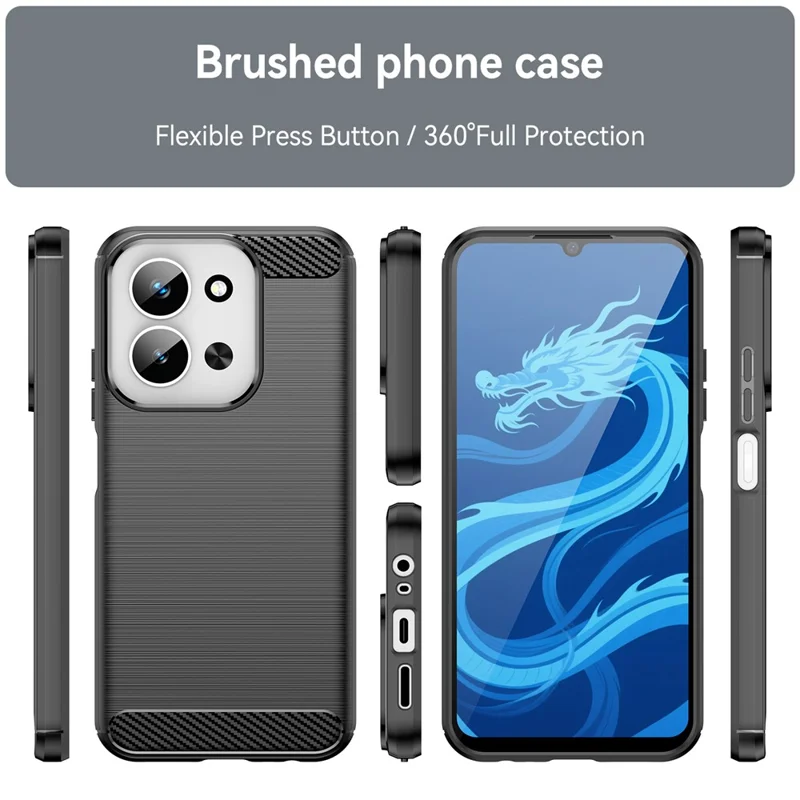For Xiaomi Redmi 15C 4G (Global) (171mm) / Poco C85 4G Case Protective Phone Cover Carbon Fiber Texture Brushed - Black