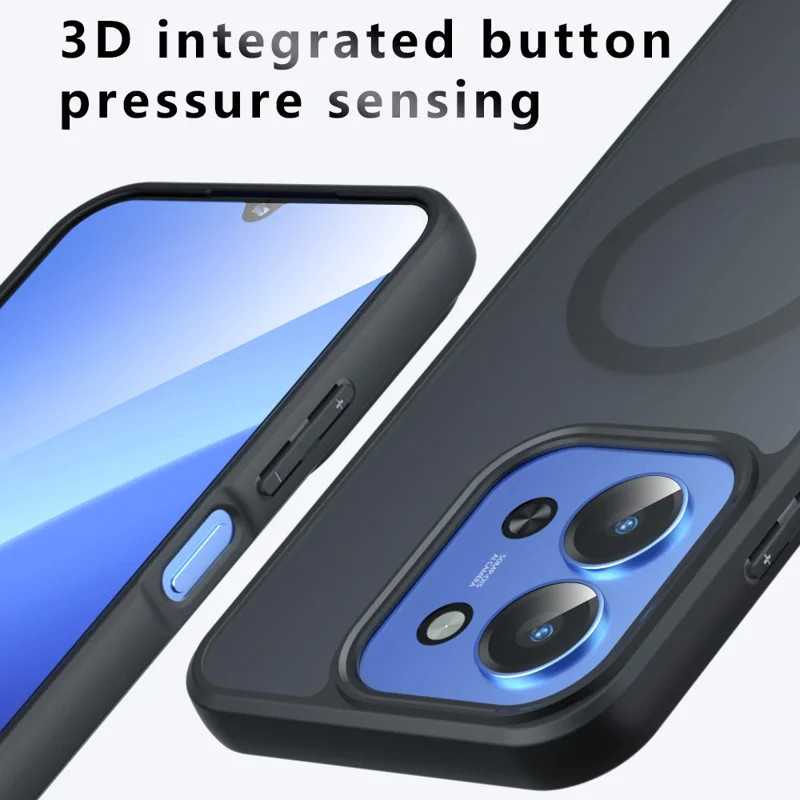 Étui compatible avec Xiaomi Redmi 15C 5G / 15C 4G (UE) (173 mm) avec MagSafe, revêtement mat en TPU + PC, coque de téléphone tactile