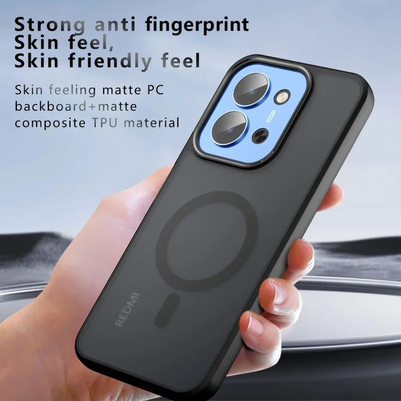 Étui compatible avec Xiaomi Redmi 15C 5G / 15C 4G (UE) (173 mm) avec MagSafe, revêtement mat en TPU + PC, coque de téléphone tactile