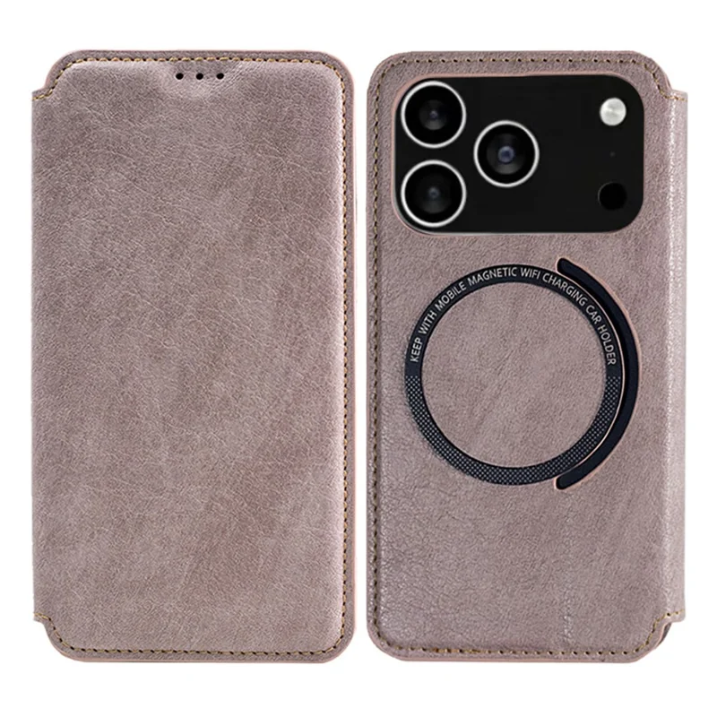 Til iPhone 17 Pro Max Case Kompatibel med MagSafe Wallet Stand Læder Flip Telefonbeskyttelse - Lilla