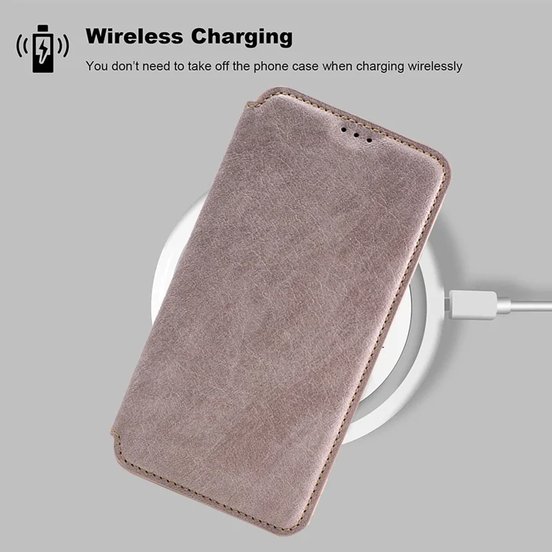 For iPhone 17 Pro Case Compatible with MagSafe Wallet Stand Leather Flip Phone Cover - Purple