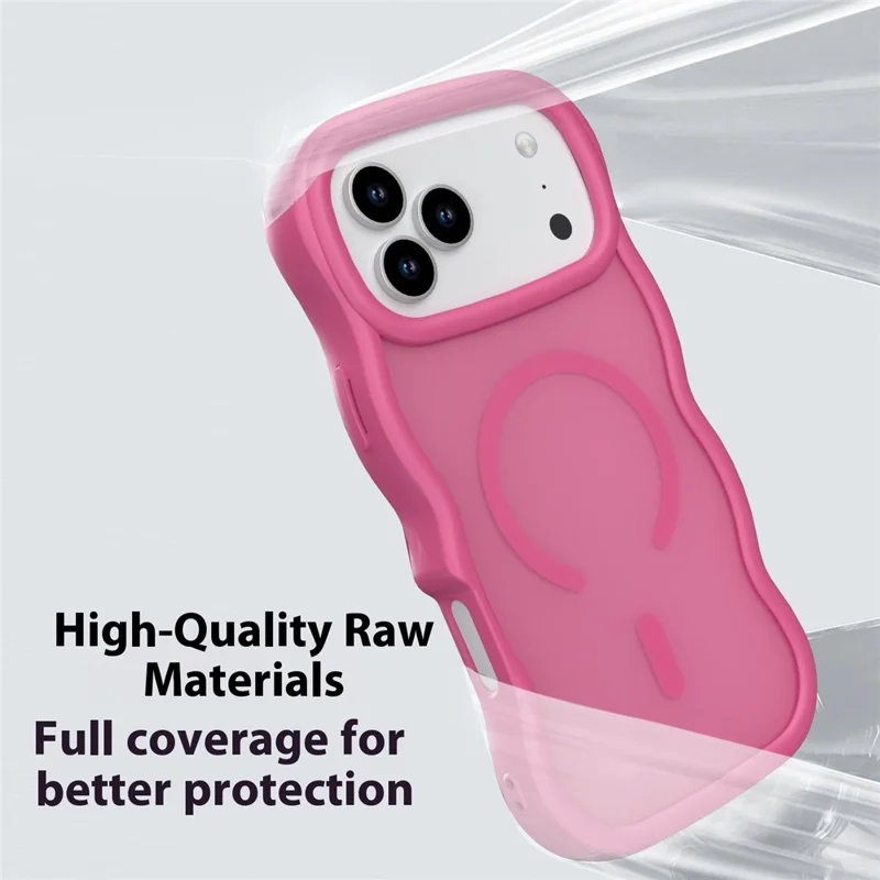 For iPhone 17 Pro Case Compatible with MagSafe TPU + PC Phone Back Cover Skin Touch Wave Shape - Rose