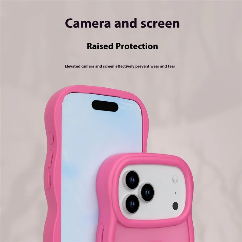 For iPhone 17 Pro Case Compatible with MagSafe TPU + PC Phone Back Cover Skin Touch Wave Shape - Rose
