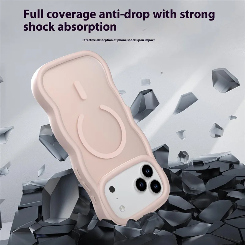 For iPhone 17 Pro Max Case Compatible with MagSafe TPU + PC Phone Back Cover Skin Touch Wave Shape - Rose
