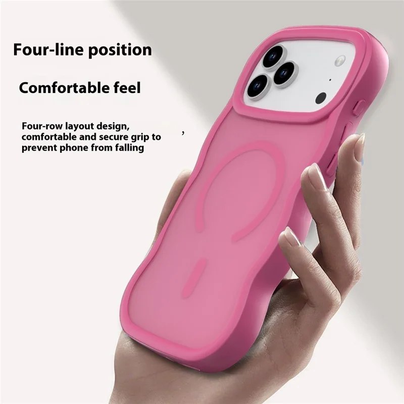 For iPhone 17 Pro Max Case Compatible with MagSafe TPU + PC Phone Back Cover Skin Touch Wave Shape - Rose