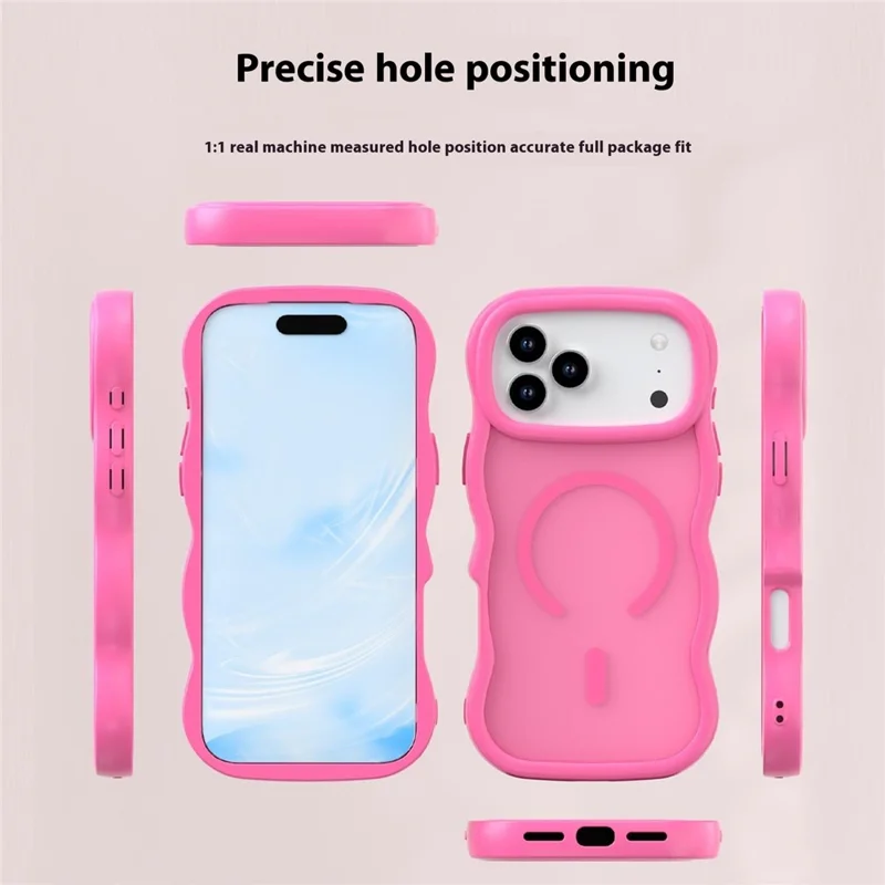 For iPhone 17 Pro Max Case Compatible with MagSafe TPU + PC Phone Back Cover Skin Touch Wave Shape - Rose