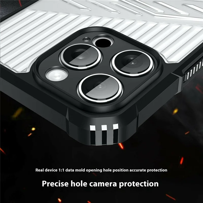 Bulk Purchasing For iPhone 15 Pro Max Case Kickstand PC + TPU Military Grade Anti-drop Phone Cover - Grey Black