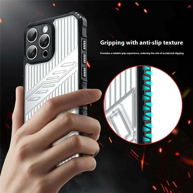 Bulk Purchasing For iPhone 12 Pro Case Kickstand PC + TPU Military Grade Anti-drop Phone Cover - Grey Black