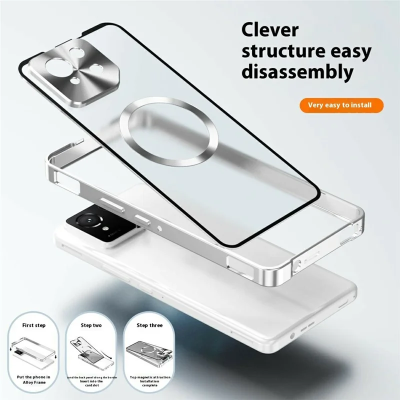 Capa para Asus ROG Phone 9 Pro 5G / Phone 9 5G Compatível com MagSafe, Capa Rígida de PC com Moldura Metálica e Parte Traseira Fosca - Prata