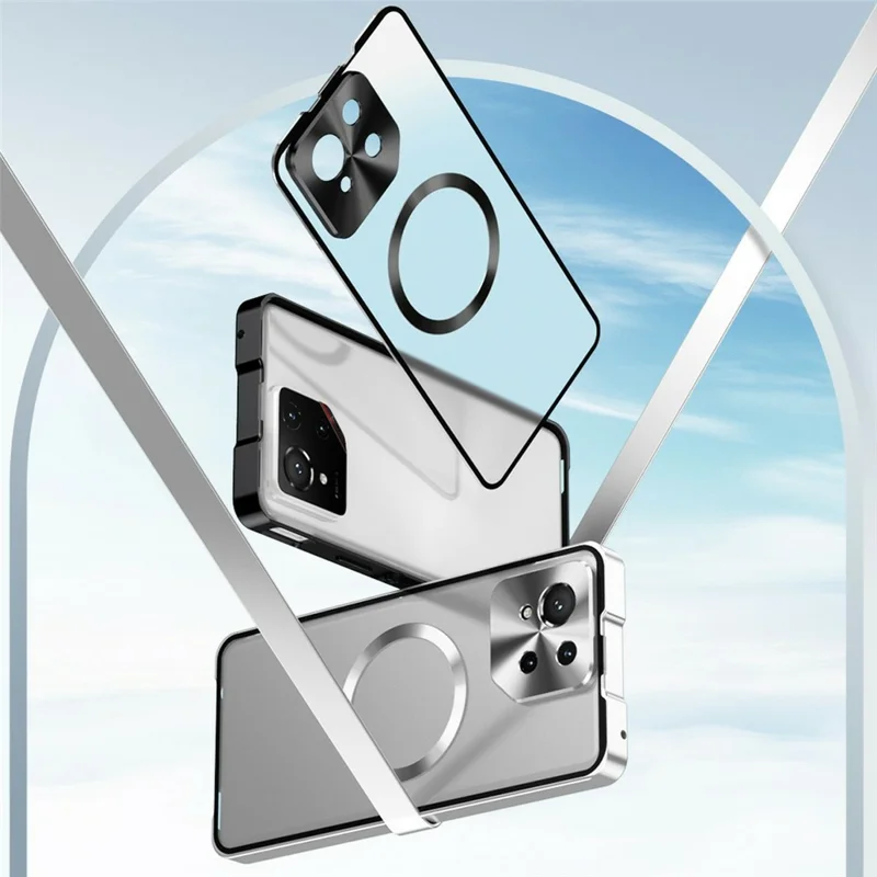 Capa para Asus ROG Phone 9 Pro 5G / Phone 9 5G Compatível com MagSafe, Capa Rígida de PC com Moldura Metálica e Parte Traseira Fosca - Prata