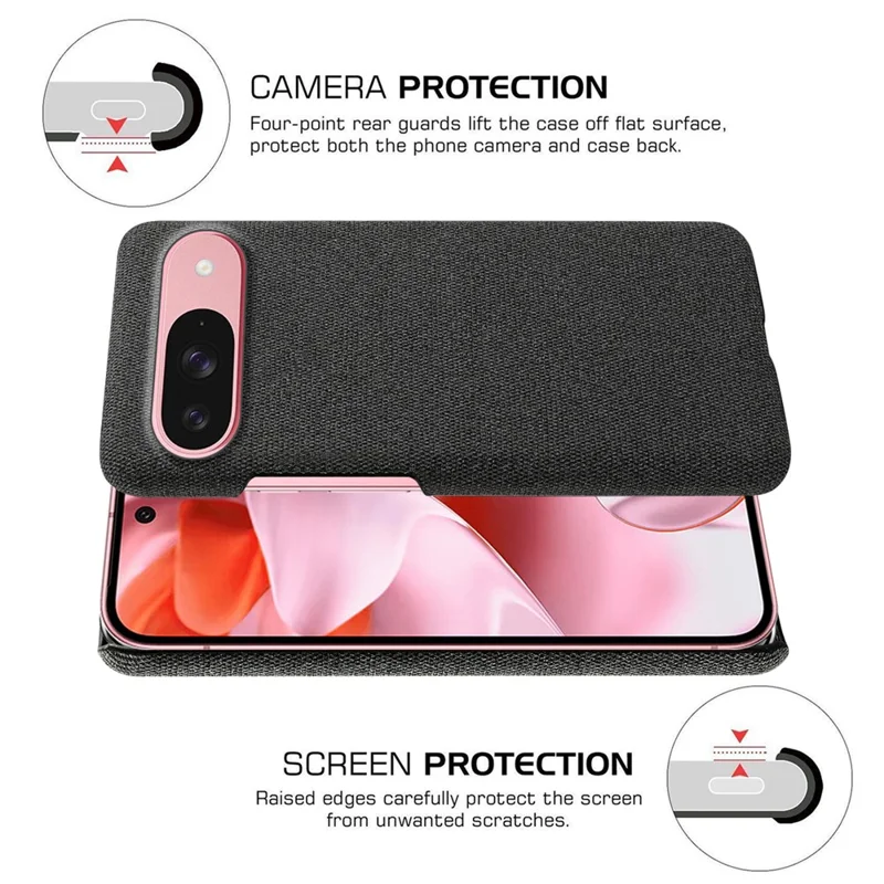 For Google Pixel 10 / 10 Pro Phone Case Cloth Texture Anti-Scratch Protective PC Back Cover - Black