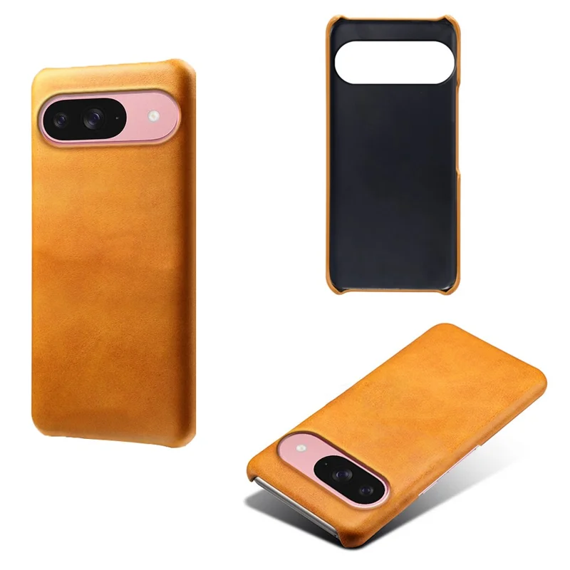 For Google Pixel 10 / 10 Pro Case Calf Texture PU Leather Hard PC Protective Phone Cover - Orange