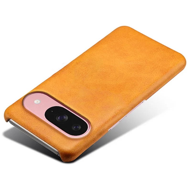 For Google Pixel 10 / 10 Pro Case Calf Texture PU Leather Hard PC Protective Phone Cover - Orange