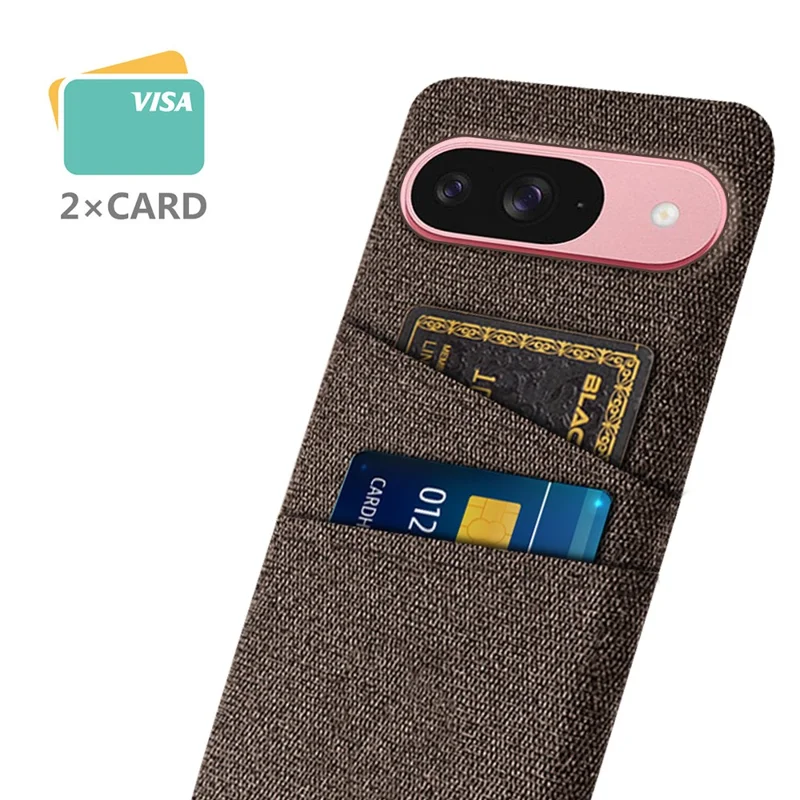 Cover per Google Pixel 10 / 10 Pro in Tessuto + PC Rigido con Doppio Slot per Carte - Marrone